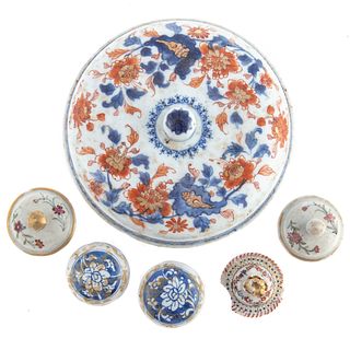 Six Assorted Chinese Export Porcelain Lids