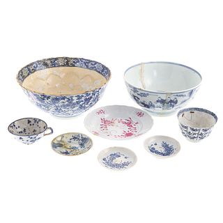 Six Chinese Export Blue/White Table Articles