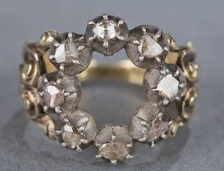 Mid/Late 19th century 14kt gold and diamond ring.