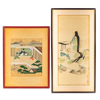 Two Japanese Watercolors, Framed