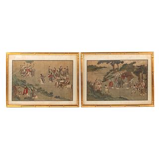 Pair of Chinese Scroll Paintings, Framed