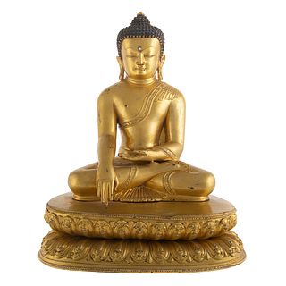 Highly Important Tibetan Gilt Bronze Seated Buddha