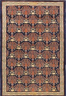 Antique Israeli Bezalel Menorah rug , 3 ft 6 in x 4 ft 10 in (1.07 m x 1.47 m)
