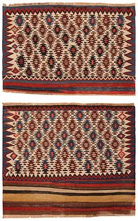 Pair of Antique Persian Bag face Kilim , 2 ft 7 in x 3 ft 8 in & 3 ft 1 in x 3 ft 3 in                                