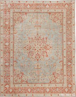 Antique Shabby Chic Persian Tabriz , 8 ft 4 in x 10 ft 7 in (2.54 m x 3.23 m)
