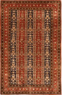 Vintage Persian Silk Qum , 4 ft 5 in x 6 ft 10 in ( 1.35 m x 2.08 m )