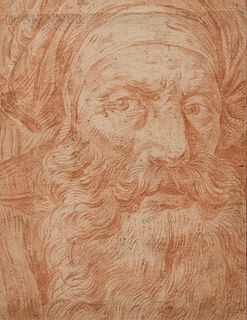 Manner of Giovanni Domenico Tiepolo (Italian, 1727-1804)      Head of a Bearded Man in a Turban (Possibly a Prophet)