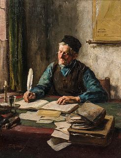 Antoon Lodewijk George (Tony) Offermans (Dutch, 1854-1911)      Clerk Writing with a Quill