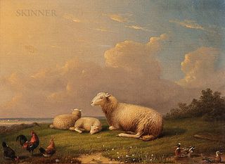 Frans Van Severdonck (Belgian, 1809-1889)      Sheep Resting in a Meadow