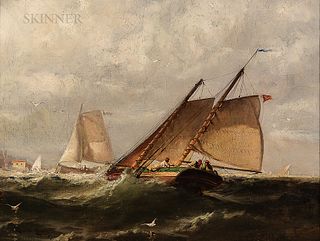 Edward Moran (American, 1829-1901)      A Stiff Breeze off Havre