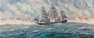 Clifford Warren Ashley (American, 1881-1947)      Under Full Sail
