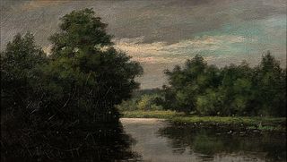 John Appleton Brown (American, 1844-1902)      Quiet River Near Dusk