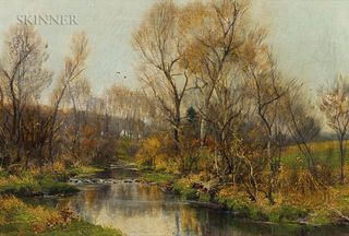 Hugh Bolton Jones (American, 1848-1927)      Backcountry Stream in Autumn