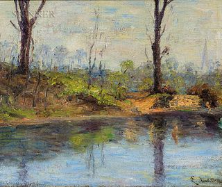 Ernest Lawson (American, 1873-1939)      Along the Riverbank