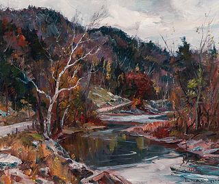 Emile Albert Gruppé (American, 1896-1978)      Autumn Landscape with River