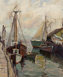 Emile A. Gruppé (American, 1896-1978)      Fishing Boats, Gloucester