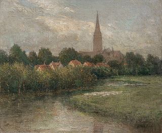 John Ferguson Weir (American, 1841-1926)      Salisbury Cathedral