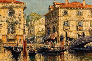 Arthur Vidal Diehl (American, 1870-1929)      Sunny Venetian Palazzos
