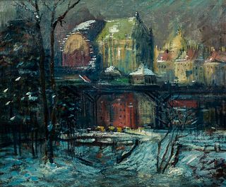 Arthur Clifton Goodwin (American, 1866-1929)      Cathedral Parkway, St. John the Divine