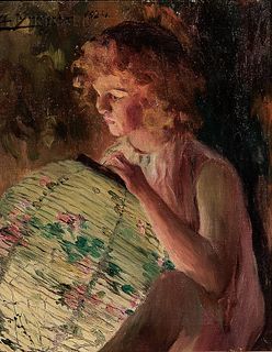Luis Graner y Arrufi (Spanish, 1863-1929)      Girl with a Japanese Lantern (Niña con farolillo)