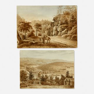 Augustus Kollner, Highland Roadway with River Near Bedford, Pennsylvania and Mountain View Near Bedford, Pennsylvania (two works)