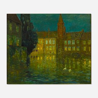 Charles Warren Eaton, Buildings at Night (Bruges, Belgium)