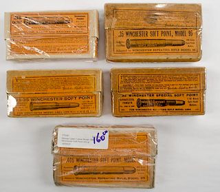 Lot of Five Orange Label Winchester Cartridge Boxes 