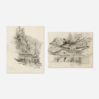 William Trost Richards, two works (of Catskill Clove)