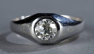 1.24ct round brilliant diamond platinum ring.