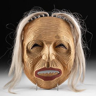 Pacific NW Kwakiutl Wood Mask Elderly Woman - Tsungani