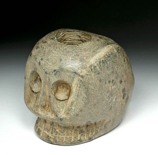 Native American Woodlands Stone Skull Pipe