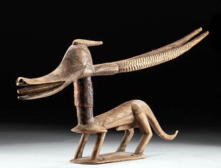 Early 20th C. Bambara Wood Chiwara Headdress - Antelope