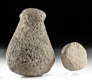 Two Hawaiian Stone Objects - 'Ulu Maika & Poi Pounder