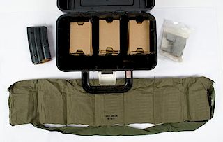 Black ammunition Box with .223 Caliber Cartridges 