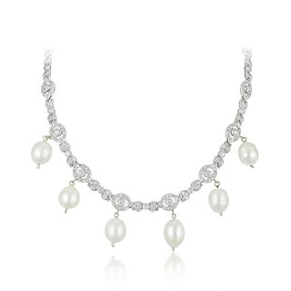 Art Deco Style Diamond and Freshwater Pearl Necklace