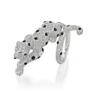 Diamond and Onyx Panther Ring