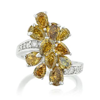 Colored Diamond Cluster Ring
