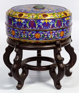 Asian Cloisonne Box and Stand