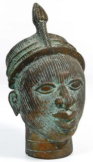 African Ife Style Benin Bronze Oba Head