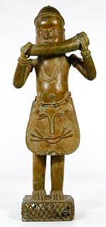 African Benin Style Cast Bronze Statue