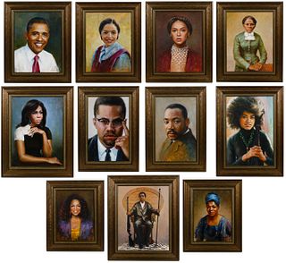Nadiya T. (American, 20th Century) Oil on Panel Portraits