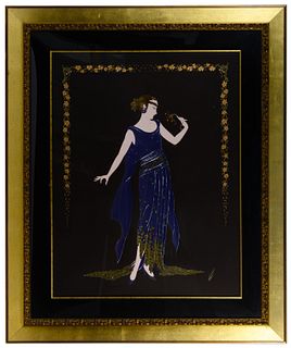 Erte (Romain de Tirtoff) (Russian / French, 1892-1990) 'Flower Petal Gown' Embossed Serigraph