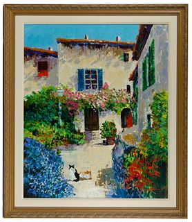 Kerry Hallam (English / American, b.1937) 'Rue d'Antoine' Acrylic on Canvas