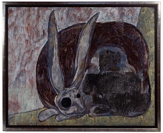 Junji Kawashima (Japanese, b.1957) 'Rabbit' Mixed Media on Board