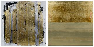 Unknown Artist (American, 20th Century) 'Gold and Gold #2' Acrylic and Metal Leaf on Canvas