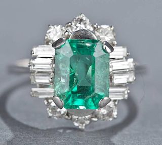 1.85 ct emerald and diamond cocktail ring.