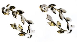 Tiffany & Co 18k Gold 'Olive Leaf' Hoop Earrings