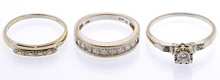 14k White Gold and Diamond Ring Assortment