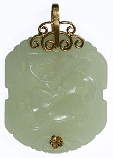 14k Gold and Jadeite Jade Pendant