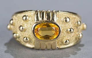 60's - 70's style 14kt gold and citrine ring.